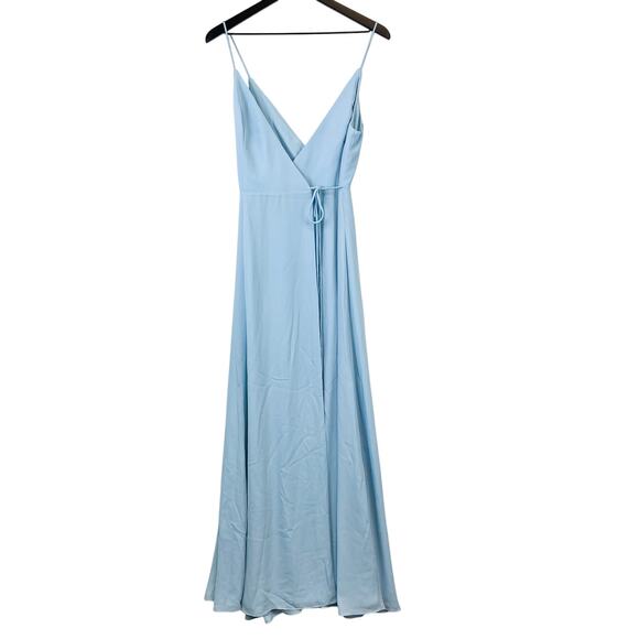 Fame and Partners Dresses & Skirts - Fame and Partners Maxi Long Wrap Dress Slit Baby Blue Bridesmaid - 0